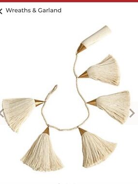 Ballard Designs Oversized Cream Tassel Garland - 6'